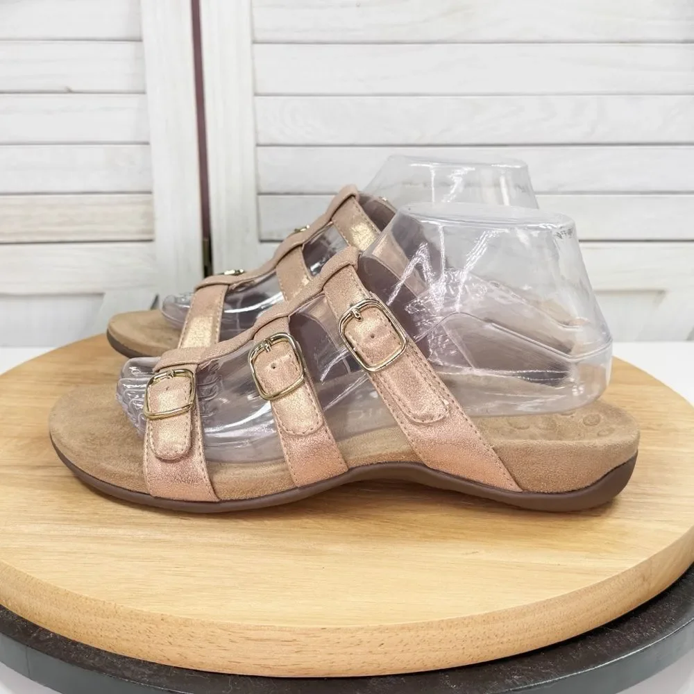 Vionic‎ Misa Strappy Slide Sandal Metallic Rose Gold Womens 8